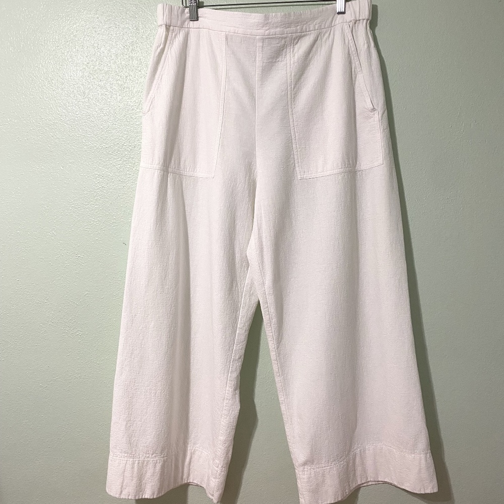 MM Lafleur, NY Size 14, White Cotton/Linen Wide Leg pant